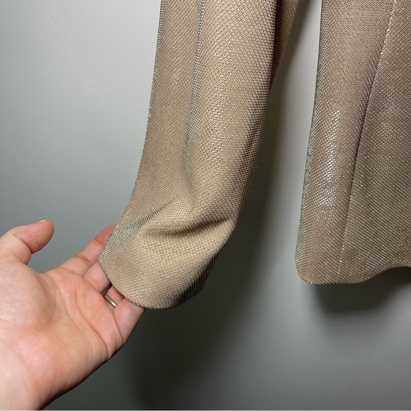 Tahari ASL Women’s Gold Blazer Size 14 Shiny Metallic Textured office blazer - Picture 7 of 15
